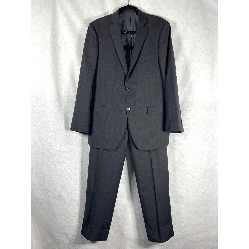 Tallia 2PC Pant Suit Men's 42R Charcoal 100% Wool Quiet Luxury